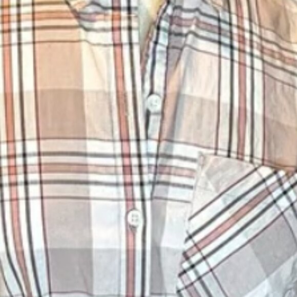 Croft & Barrow Button Down Top Pink, White, Black Blouse Plaid Collared Small - Picture 4 of 9